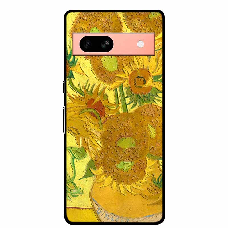 3D Flowers Case For Google Pixel 7a 5G Case Emboss Relief Floral Black Silicone Soft Back Covers For Google Pixel 7a Case Fundas