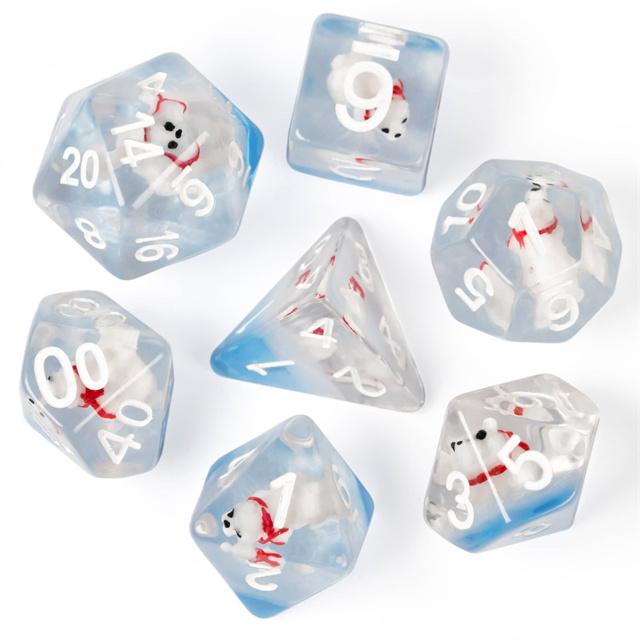 Cusdie Cute Animals DnD Dice Resin D4 D6 D8 D10 D% D12 D20 Polyhedral Dice Set for D&D Pathfinder Role Playing Table Board Games