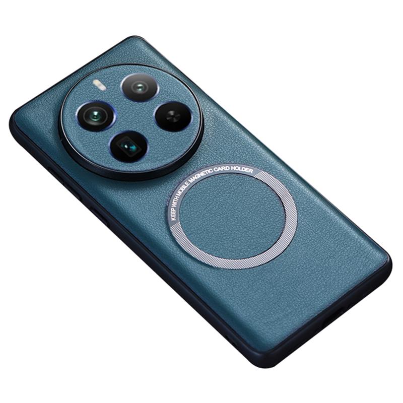 

Для Realme 12 Pro 5G/12 Pro+ 5G Чехол для телефона из ПУ кожи+ТПУ оболочка Совместим с MagSafe Green