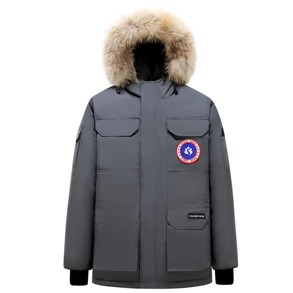 Men's Expedition-Style Goose Down Parka – Winter Windproof with Belt