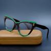 Women'S Ins Style Photochromic Presbyopia Glasses Fashion Multicolour Cat Eye Rivet Eyeglasses Anti Blue Light Reading Glasses