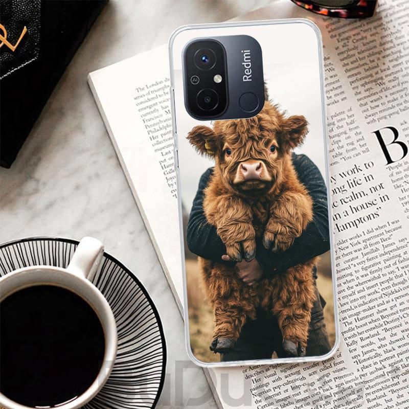 Cute Highland Cow Cover For Xiaomi Redmi 13 13C 14C 12 12C 10 10C 9 9C 9T 9A Phone Case 10A 8A 8 7A 7 6A 6 K80 K70 K60 K20 K40