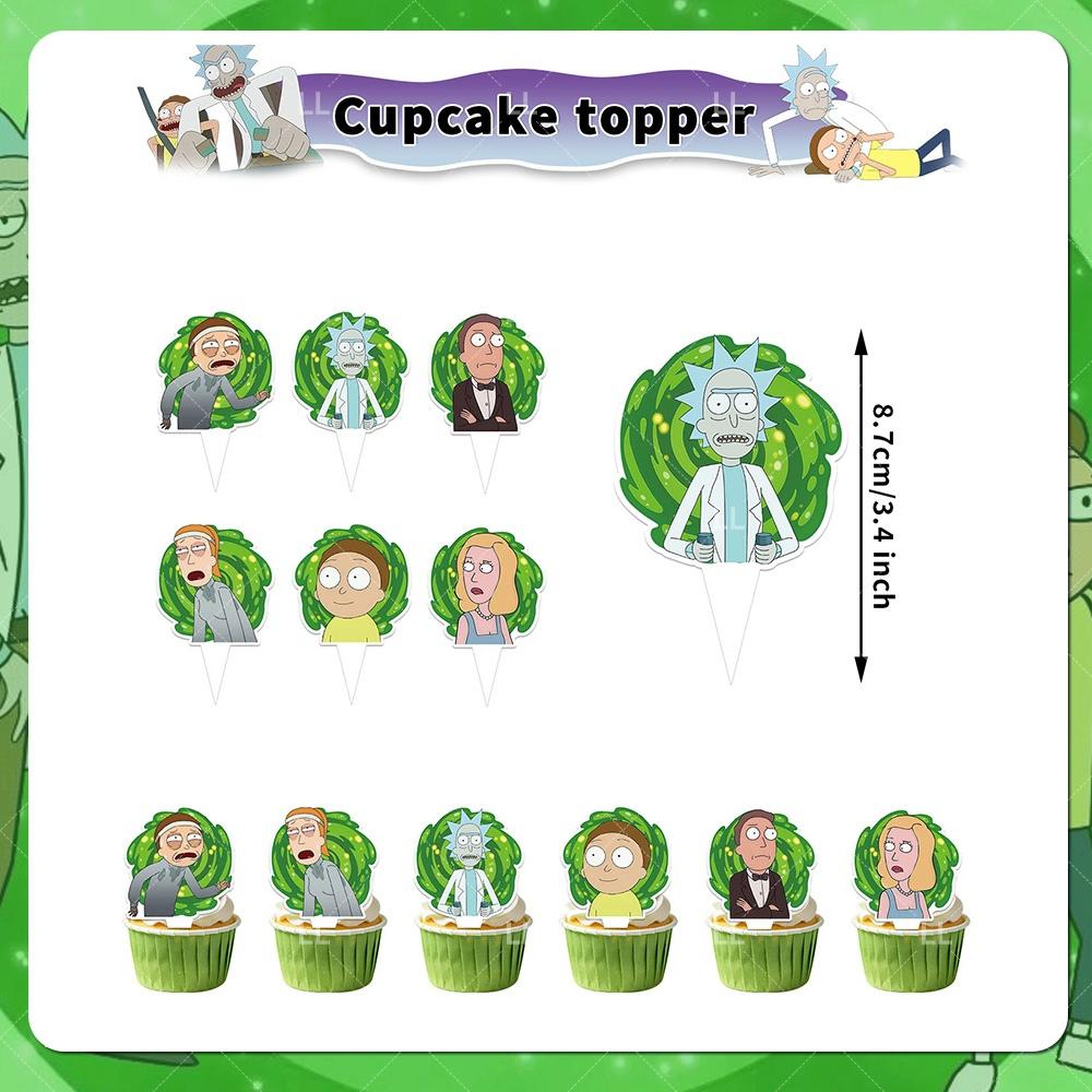 Rick And Morty Fans Child Birthday Party Decoration Anime Character Cake Topper Balloon Set Baby Shower Banner Adults Kids Gift