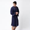 Men's Winter Solid Soft Lace-Up Shawl Bathrobe Long Sleeve Robe Coat