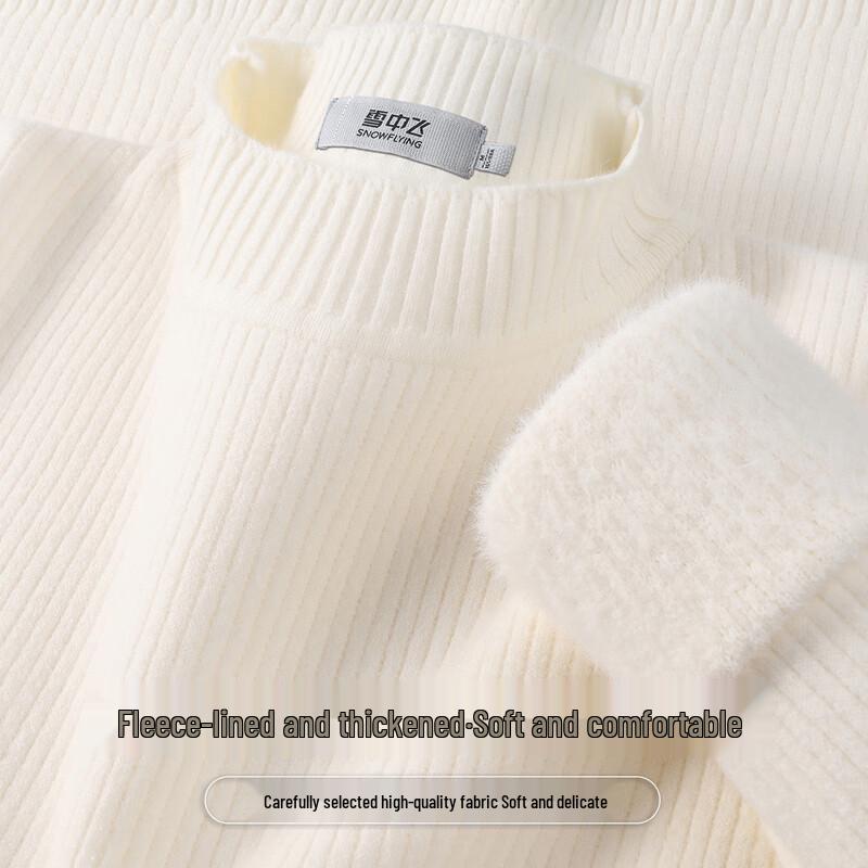 SNOWFLYING Women s Mock Neck Ribbed Sweater L