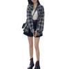Women's Retro Plaid Jacket - Chic Spring/Autumn Hong Kong Style Top