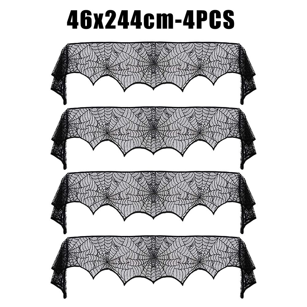 Halloween Black Lace Tablecloth Spider Cobweb Cover LuoluoHouse Elegant Horror Masquerade Party Scary Movie Night Table Decor