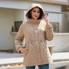 YISHENGSHUI New Spring and Autumn Women's Jacket Simple Medium-length Fashion Unique Splicing Hooded Design Women's Spring Jacket 23639