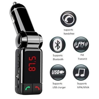 Zestaw Nadajnika FM Bluetooth, Samochodowy Nadajnik FM z Funkcją Rozmów Głośnomówiących, Sterowaniem Muzyką i Podwójnym Portem USB do Ładowania