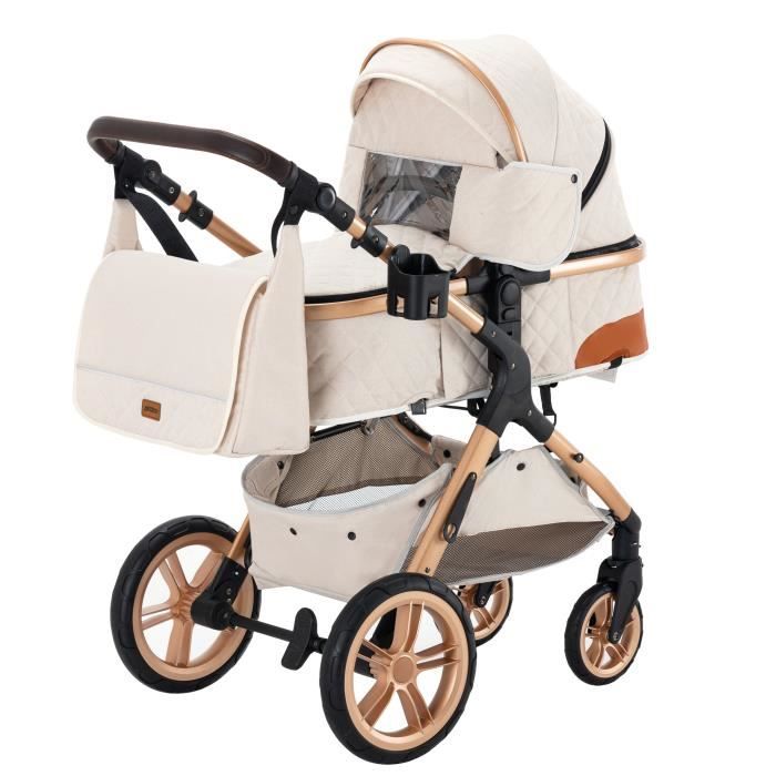 YAZOCO - 3-in-1 Kombikinderwagen - Mit Babywanne-Autositz - Bis 15 kg - Weiß