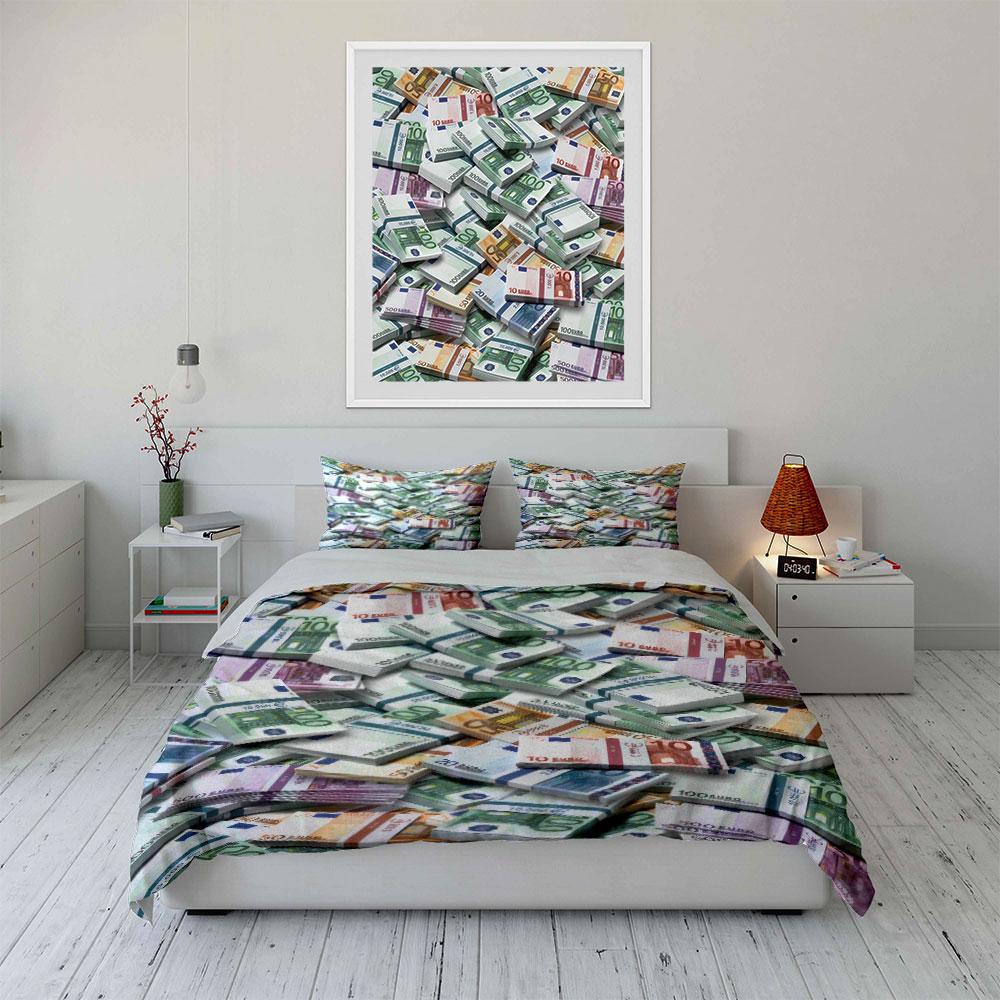 Luxury Money Print Home Decor Bedding Set With 1 Duvet Cover 2 Pillowcases Single Double King Queen, Gift