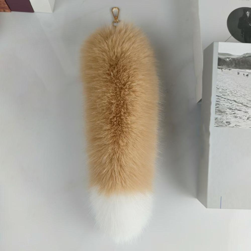 Fashion Huge Fluffy Faux Fur Fox Tail Keychain Warm Thickening Therian Tail Bag Charms Soft Fur Pendant for Women Girl