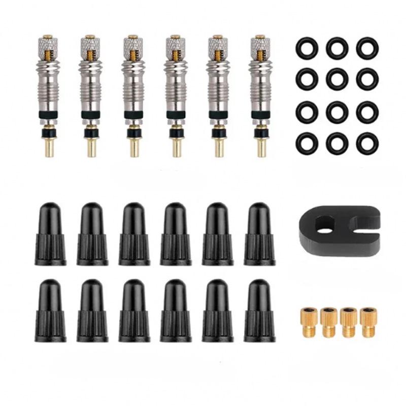 Bike Valve Core Set & Wrench Converter for Mountain and Road Repairs