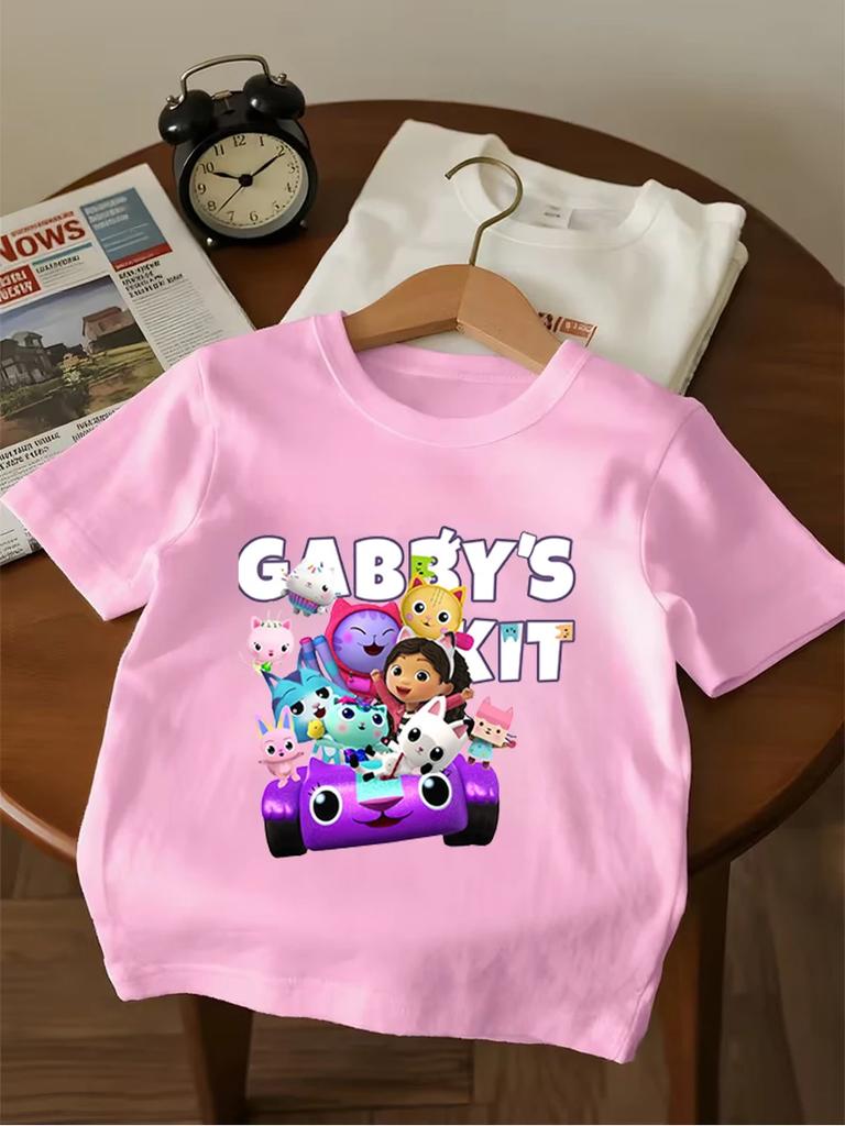 CatRat Gabby's Dollhouse Short Sleeve T Shirt Children Summer Cute Cartoon Crewneck Boys Girls Ages 3-14