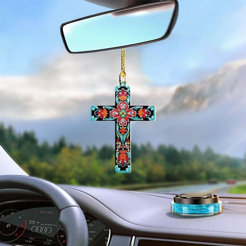Car Easter Acrylic Cross Pendant With Minimalist Design For Vehicle Interior Decor