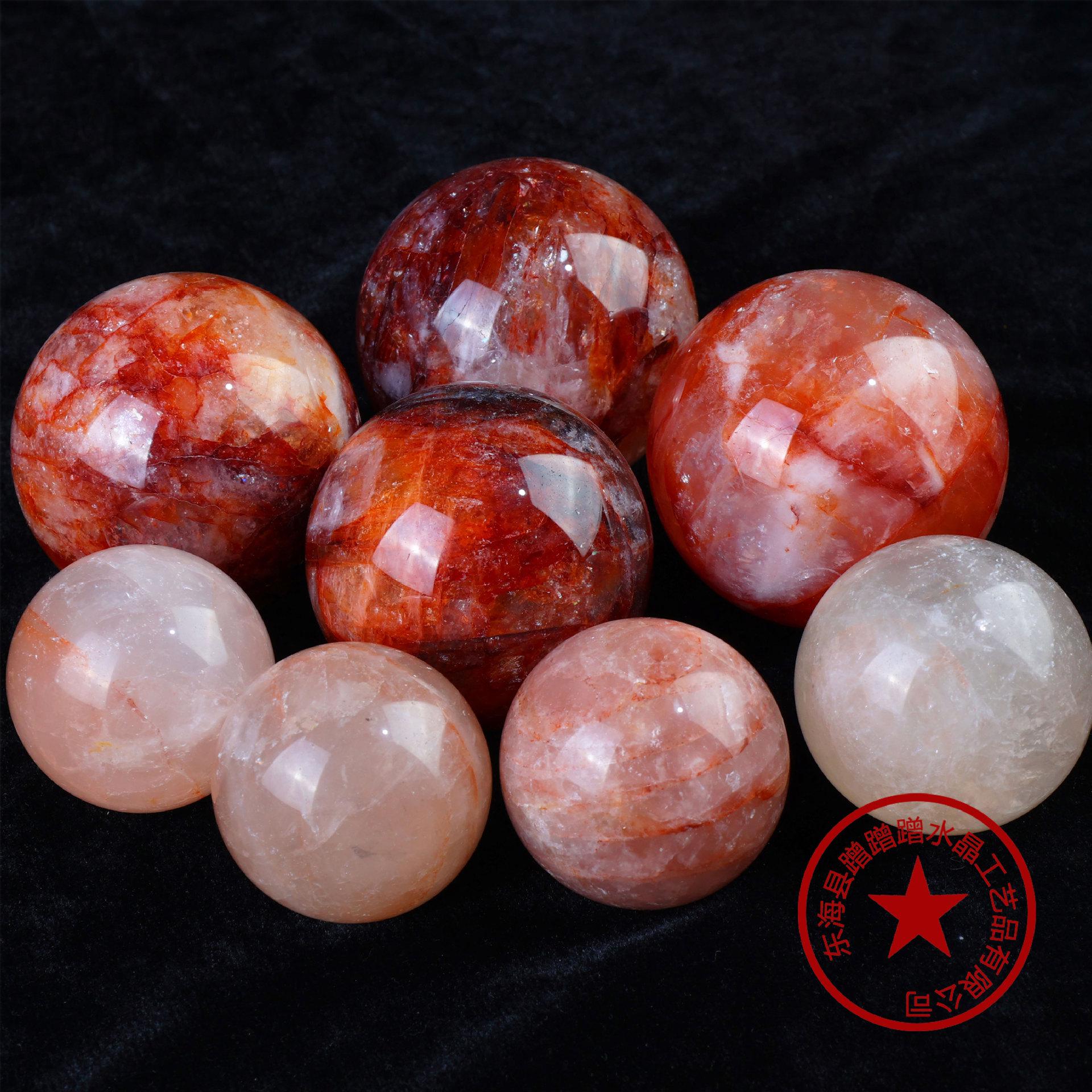 

Сфера из красного фантомного кварца - Полированный кристалл для декора дома или офиса 4.5-5 cm