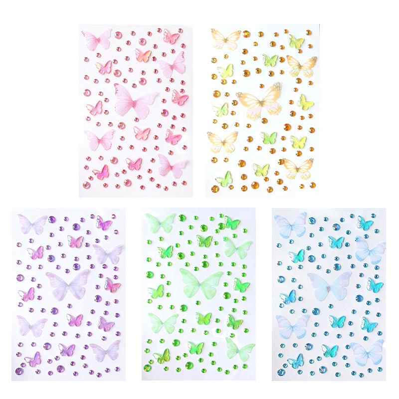 Αυτοκόλλητα Προσώπου Πεταλούδα & Διαμάντι για Παιδικό Μακιγιάζ Σκηνής