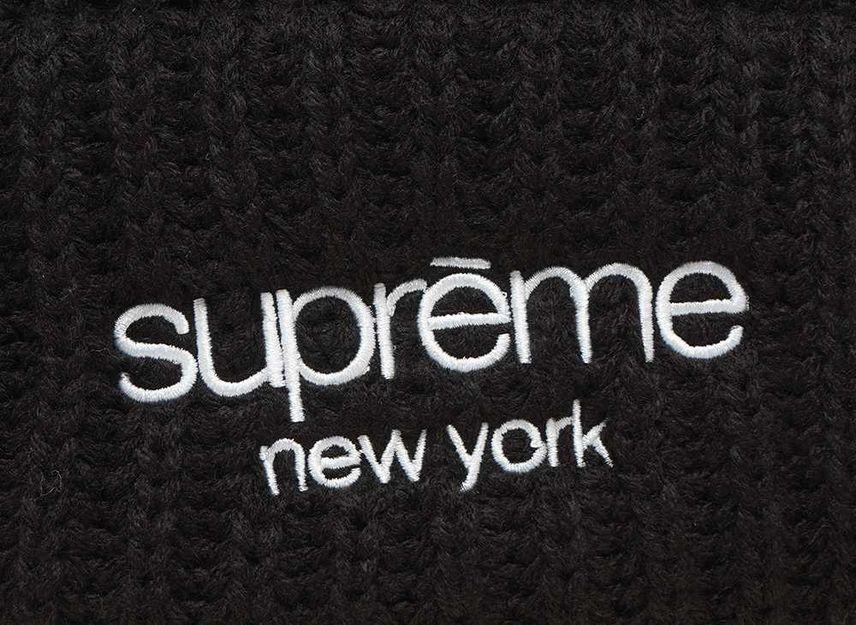 Supreme Classic Logo Chunky Ribbed Beanie Black