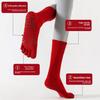 Five-finger Yoga Socks with Anti-slip Properties for Pilates Training Exercises. Red Striped Long Ankle Socks with Split Toes.
