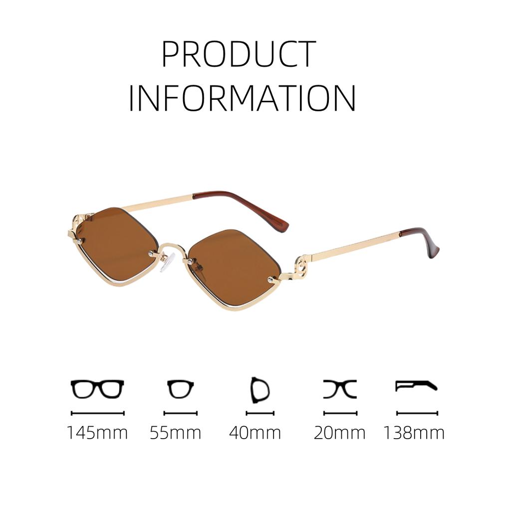 Fashion Half Frame Metal Sunglasses Luxury New Small Frame ladies's Summer Beach Street Photography Sunglasses