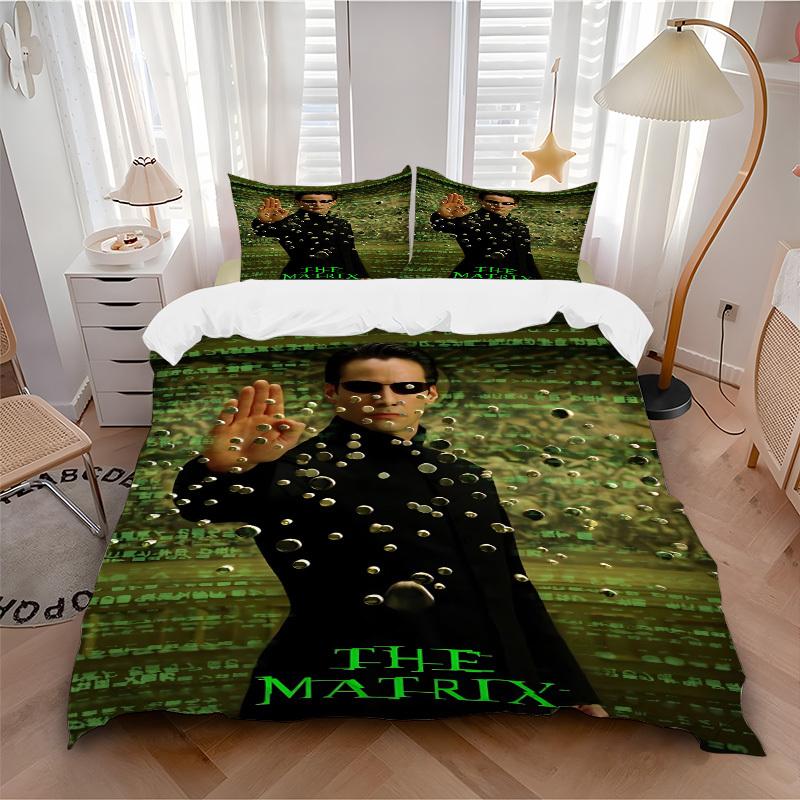 

3pcs The Matrix Neo Bedding Set, Soft Polyester Duvet Cover and Pillowcases Machine Washable Seasons all suitable053 135x200cm