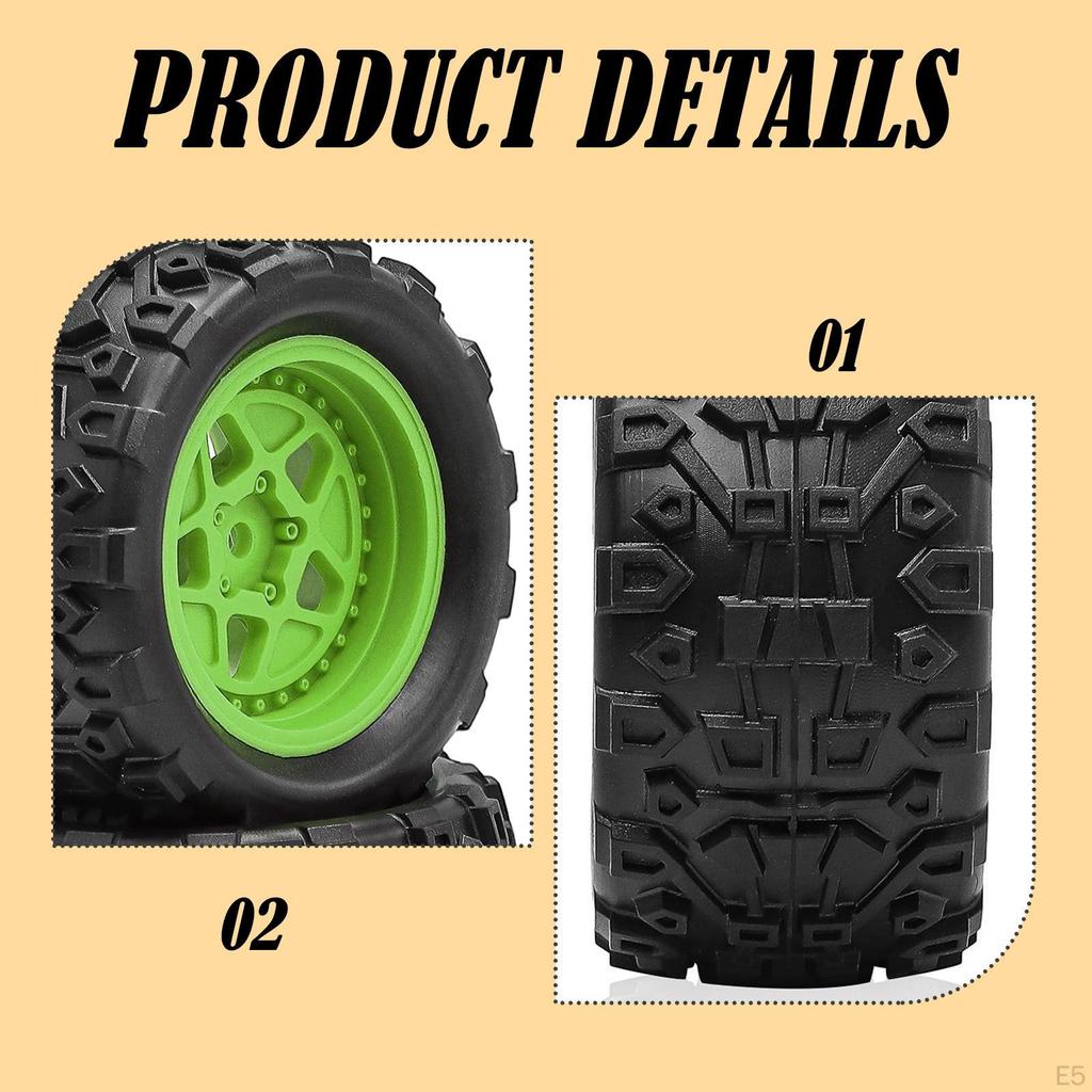 4 Pieces 1/18 RC Car Tires, 2.8 Inch Diameter, with 5 Star, Easy to Install Accessories,