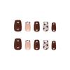 Handmade Prefabricated Nail Wearing Nail Removable Nail Solid Color Polka Dot Burgundy French Short T Nail Patch Sub-code
