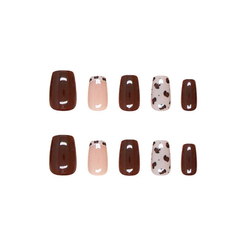 Handmade Prefabricated Nail Wearing Nail Removable Nail Solid Color Polka Dot Burgundy French Short T Nail Patch Sub-code