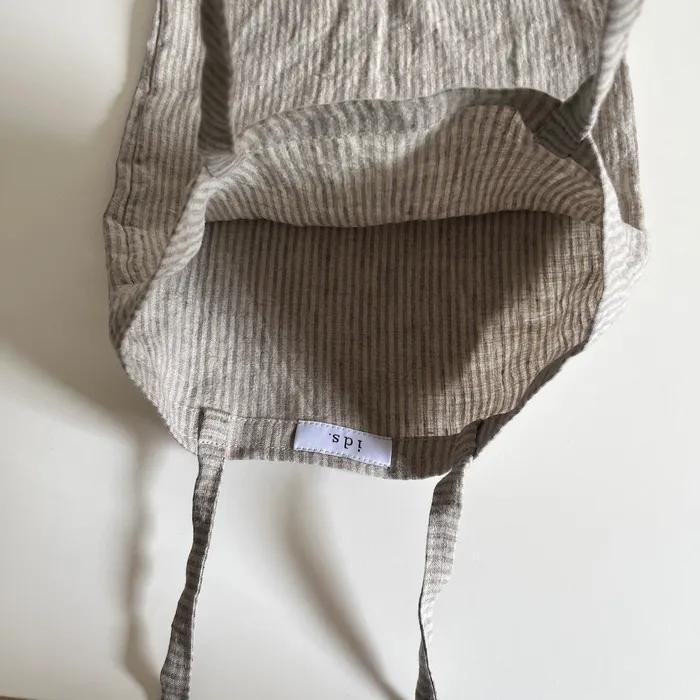 Linen gray striped mini bag