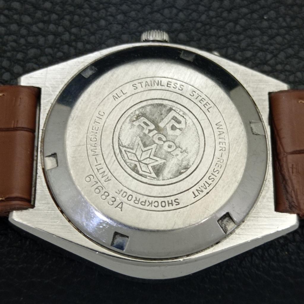 RICOH R31 AUTOMATIC VINTAGE JAPAN MENS BROWN COLOR DIAL WATCH a701930-5 R207-a701930