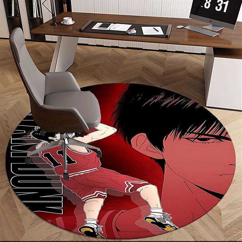 1pc Slam Dunk Anime Design Round Carpet - Perfect for Office Chair Mat, Home Decor