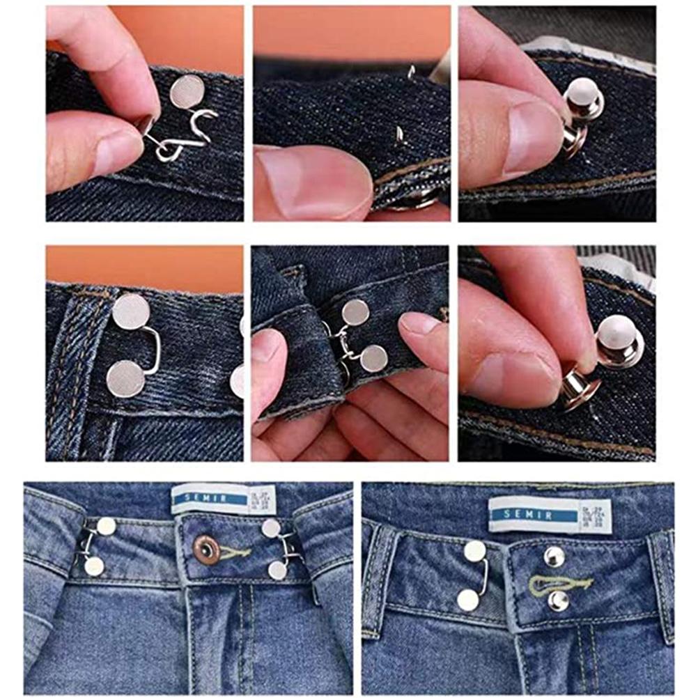 4 Sets Detachable Buttons Replacement Buckles Thin Waist Buckles DIY Pants Waist Extender for Men Women
