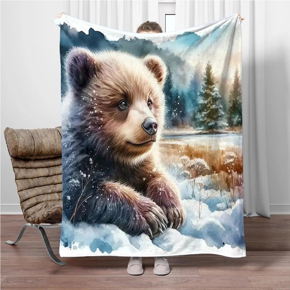 Cartoon Animal Wolf Flannel Throw Blanket Home Sofa Lunch Break Blankets for Bed Children Student Blanket Nap Cover Kids Gift