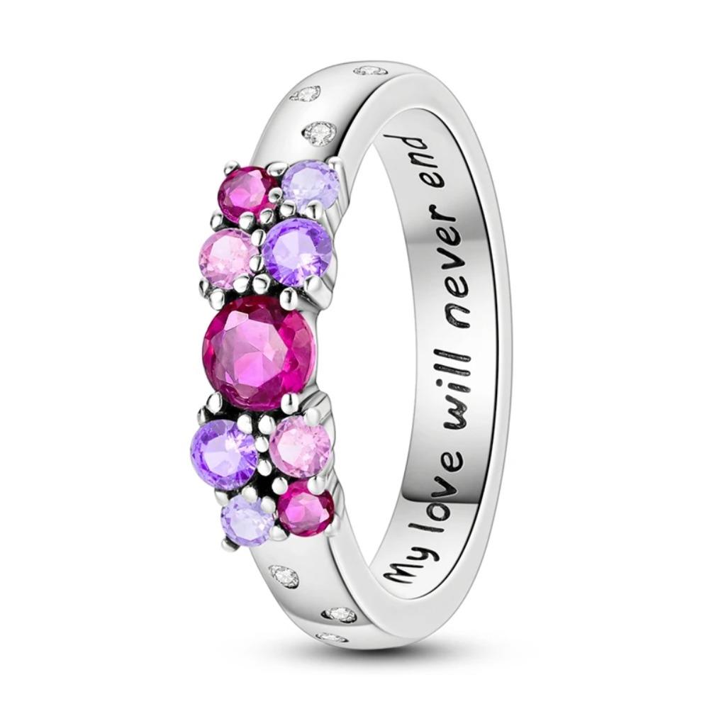 925 Silver Shine Zircon Ring Original Stone Multi Layer Wide Rings For Women Fine Jewelry Wedding Party Gift