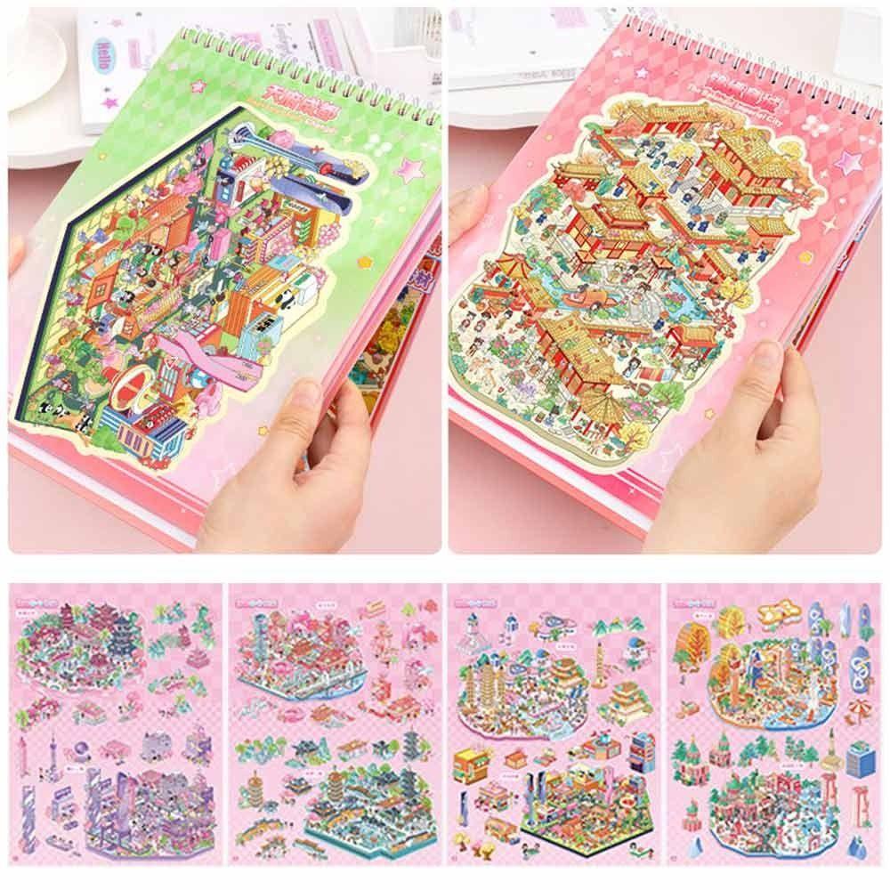 5.0 City Series Miniature Collection Stickers Scrapbooking Material Cartoon Landscaping Stickers Book Visual Stacking