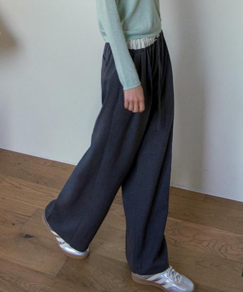HAINT Bay Relaxed Wide Slacks_Charcoal