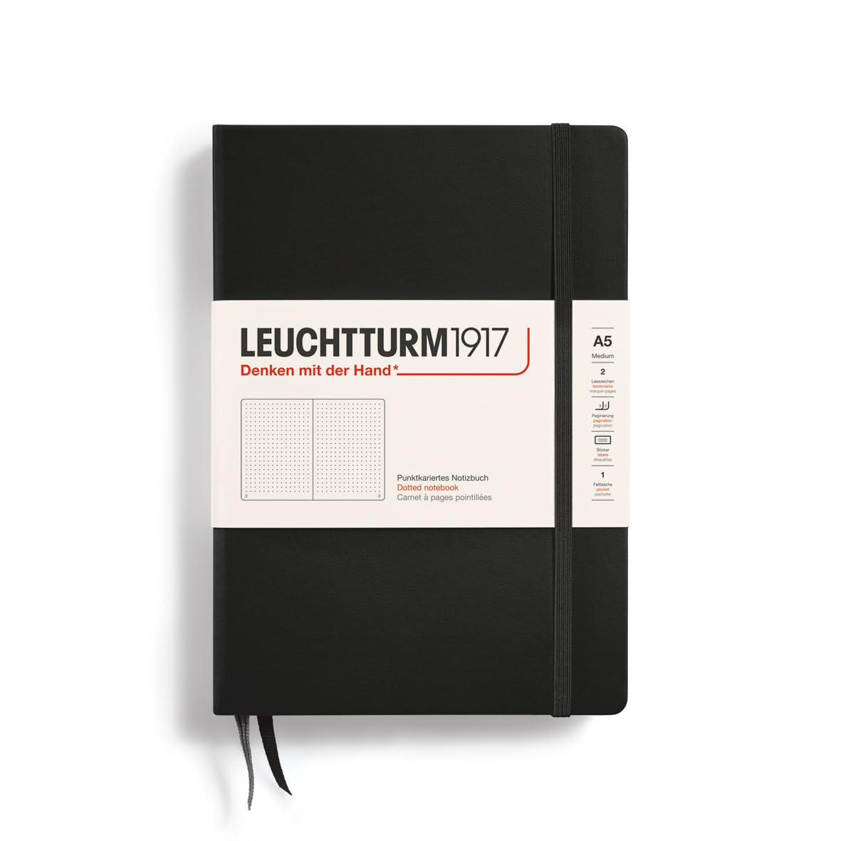 

Leuchtturm A5 Dotted Officially Imported Notebook, Grid, Black, 329398, чёрный