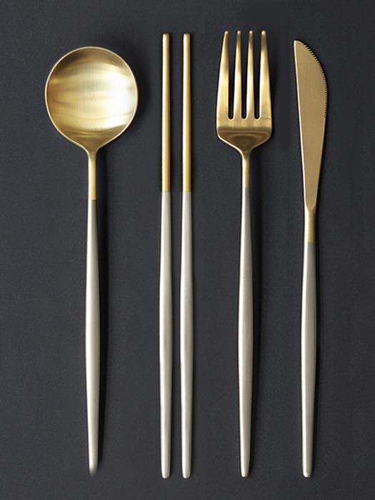 Reborn. J Mui Korean-made two-tone cutlery set of 4 Mui Korean Tableware Two-Tone Cutlery 4-Piece Set