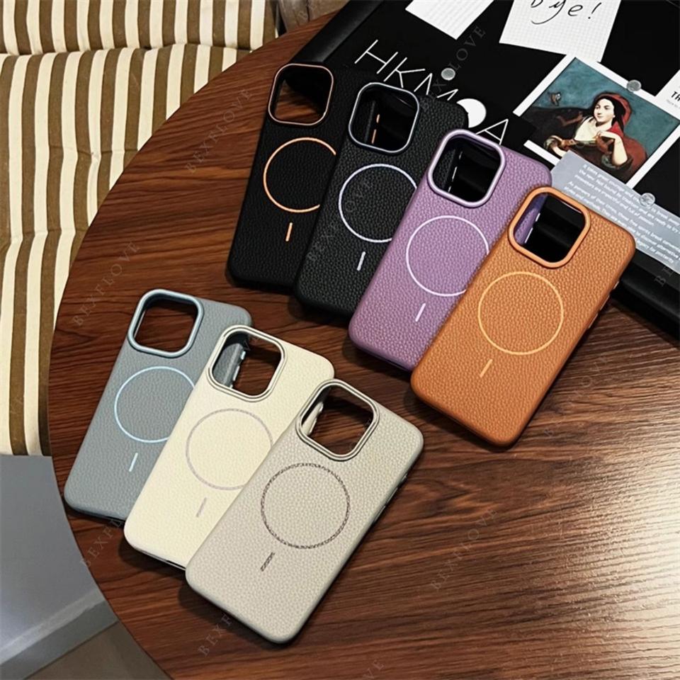 Leather Magnetic Phone Case For iPhone 15 14 13 12 11 16 Pro Max Plus SE XR X XS MAX For Magsafe Wireless Charge Protector Cover