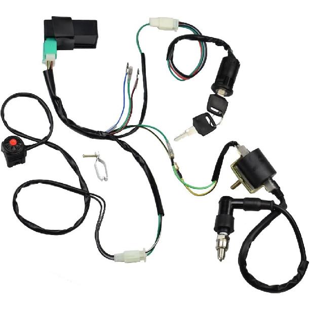 Wire Harness Wiring Loom CDI Ignition Coil Spark Plug Rebuild Kit For 50Cc 70Cc 90Cc 110Cc 125Cc Stator CDI Coil ATV Quad Bike Buggy Go Kart