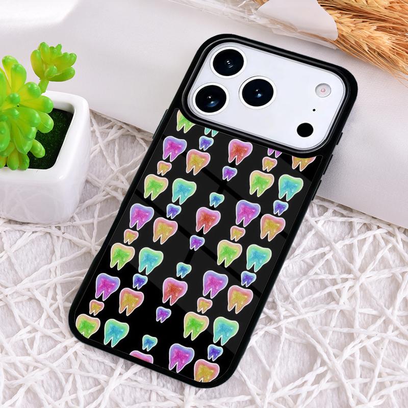 Dentist Tooth Pattern Phone Case for iPhone 17 Air 16 15 11 12 14 13 Pro Max Shockproof Cover