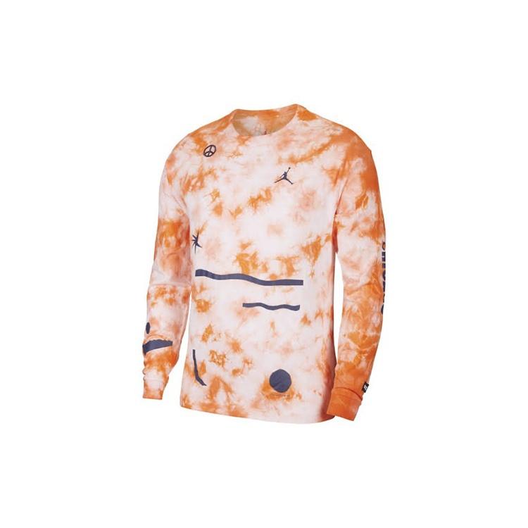 Air Jordan Chicago Crossover Series All-Star Round Neck Casual Sports Printing Long Sleeves Orange Men s CW1146-100 XL