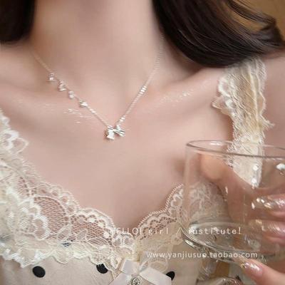 Koreanische Süße Schleife Titanstahl High-End Schlüsselbeinkette für Damen