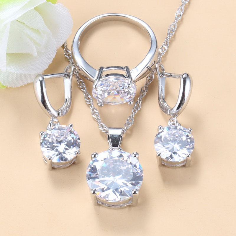 Bridal Wedding Round Moroccan Jewelry Sets With Stone Blue Cz Earrings And Necklace For Women Trendy Costume