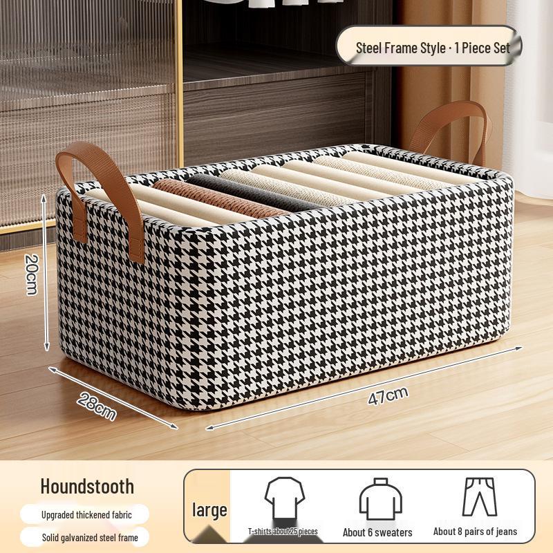 Foldable Clothing Storage Box with Compartments - Large Capacity, Dustproof Organizer for Clothes and Sundries.