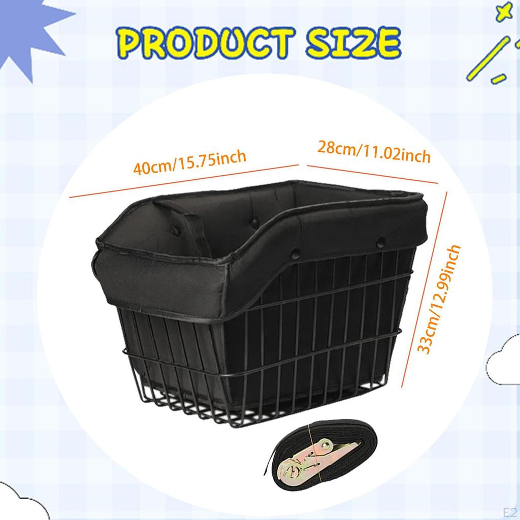Basket Bike Pannier Container Accessories Sundries Organizer with Liner Bag for Outdoor