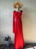 European and American spring new luxury soft and elegant single long-sleeved long dress slim silky dress women