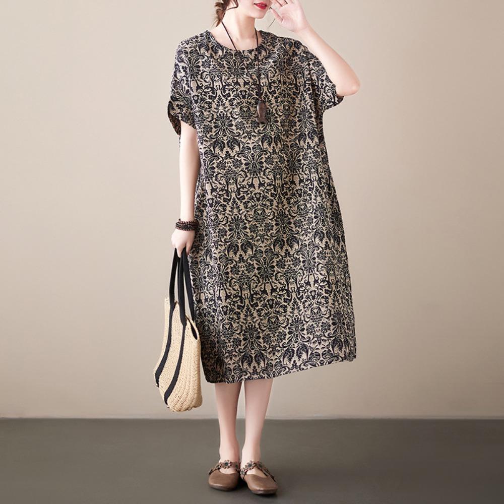 Summer Retro Loose Women's Mid Length Dress