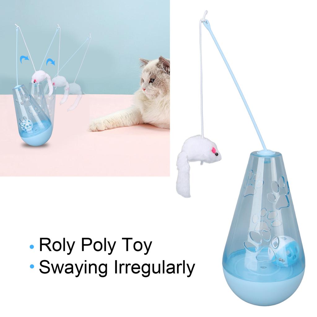 Cat Roly Poly Toy Cat Built In Bell Ball Interactive Snack Toy With Plush Mouse Cat Stick For Indoor Cats Kittens