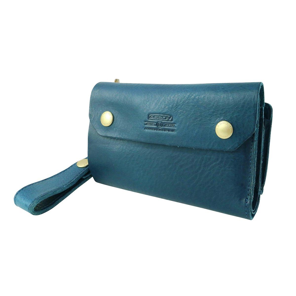 

Assob Oiled Shrink Tri-fold Wallet, Leather, 101402, Navy/75